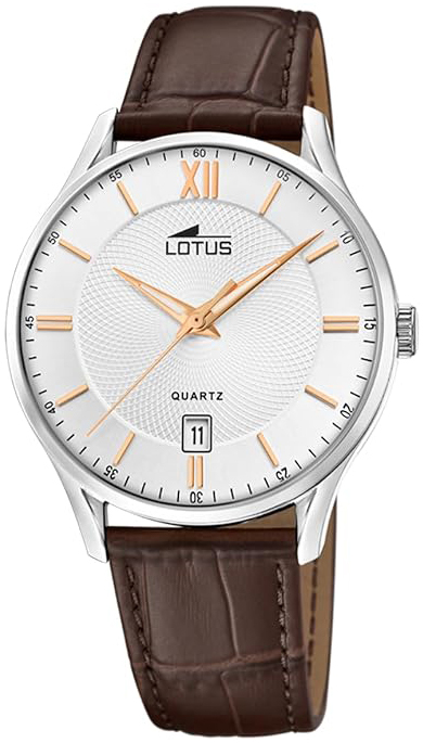Lotus Herreklokke 18402/H Classic Hvit/Lær Ø39 mm