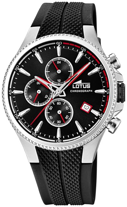 Lotus Herreklokke 18621/2 Classic Sort/Gummi Ø42 mm