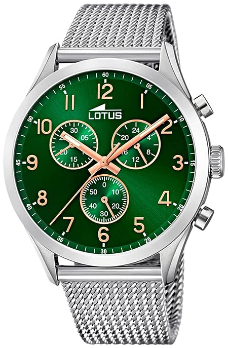 Lotus Herreklokke 18637/2 Minimalist Grønn/Stål Ø43 mm
