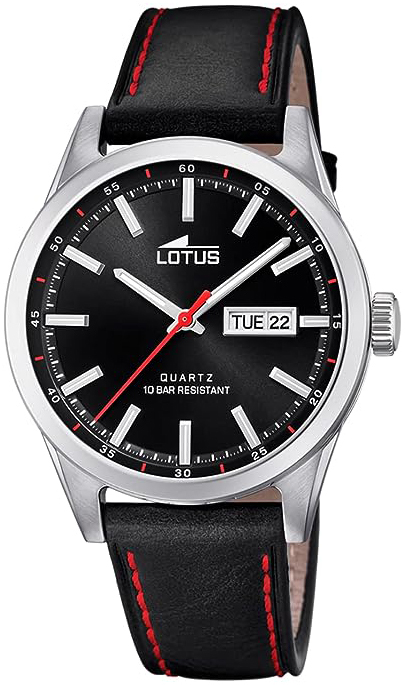 Lotus Herreklokke 18671/4 Classic Sort/Lær Ø42 mm