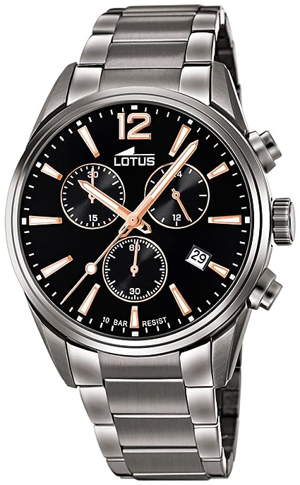 Lotus Herreklokke 18682/2 Chrono Sort/Stål Ø42 mm