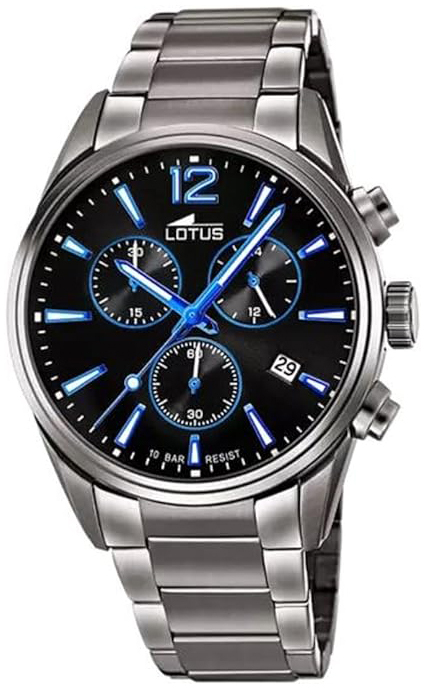 Lotus Herreklokke 18682/6 Chrono Sort/Stål Ø42 mm