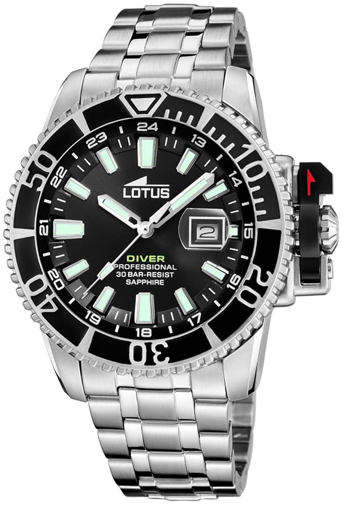 Lotus Herreklokke 18938/4 Diver Sort/Stål Ø46.3 mm