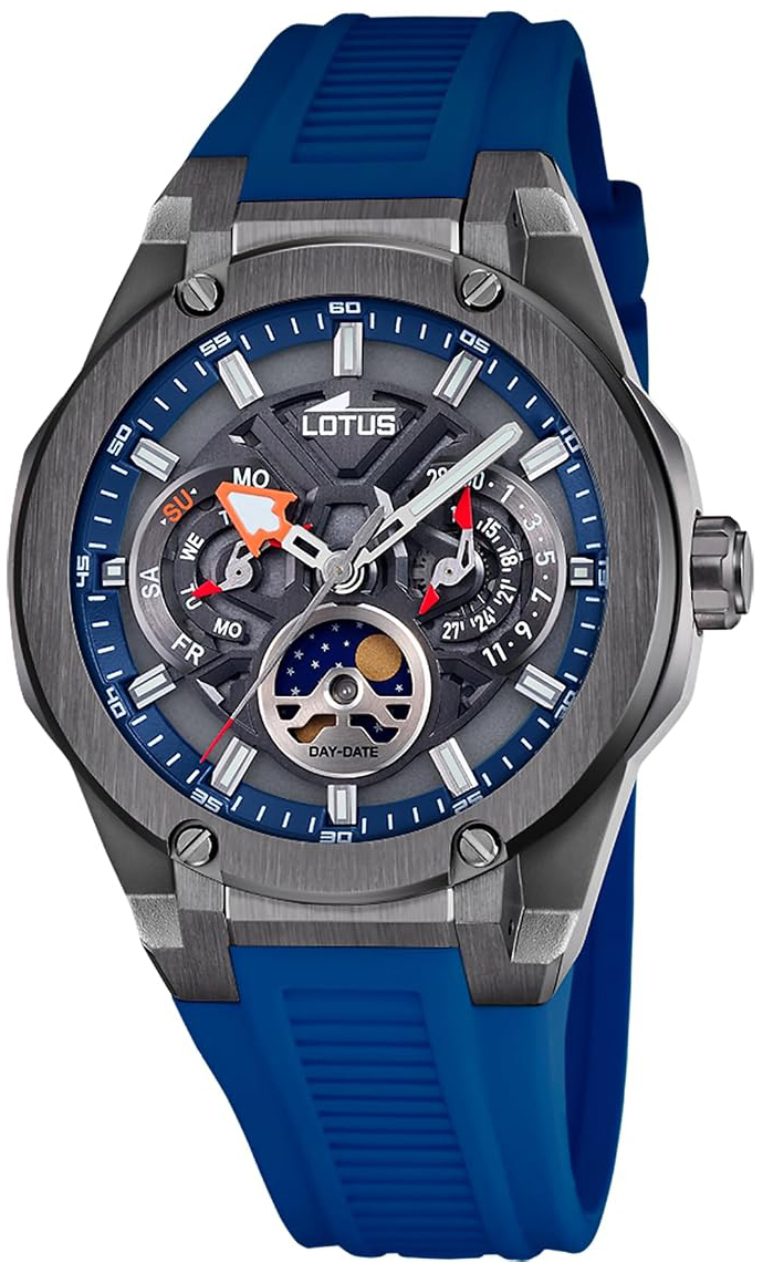 Lotus Herreklokke 18946/4 Vortex Blå/Gummi Ø46 mm