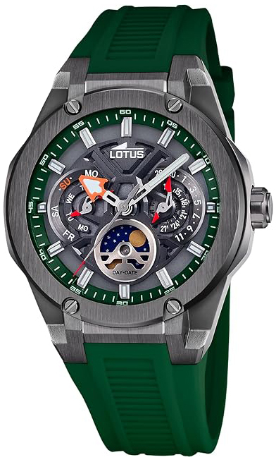 Lotus Herreklokke 18946/5 Vortex Grønn/Gummi Ø46 mm