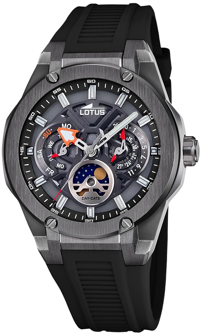 Lotus Herreklokke 18946/6 Vortex Sort/Gummi Ø46 mm