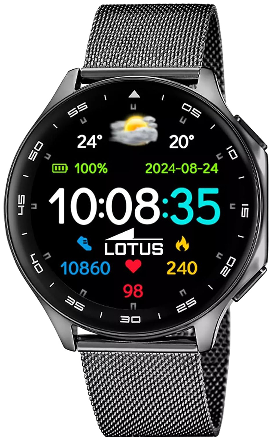 Lotus Herreklokke 50050/4 Outdoor LCD/Stål Ø46.7 mm