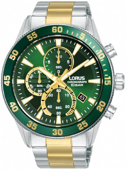 Lorus Herreklokke RM327JX9 Sports Grønn/Gulltonet stål Ø45 mm