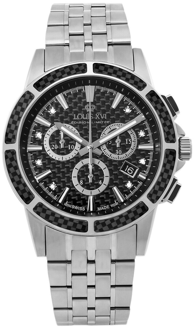 Louis XVI Herreklokke LXVI1101 Majesty Sort/Stål Ø43 mm