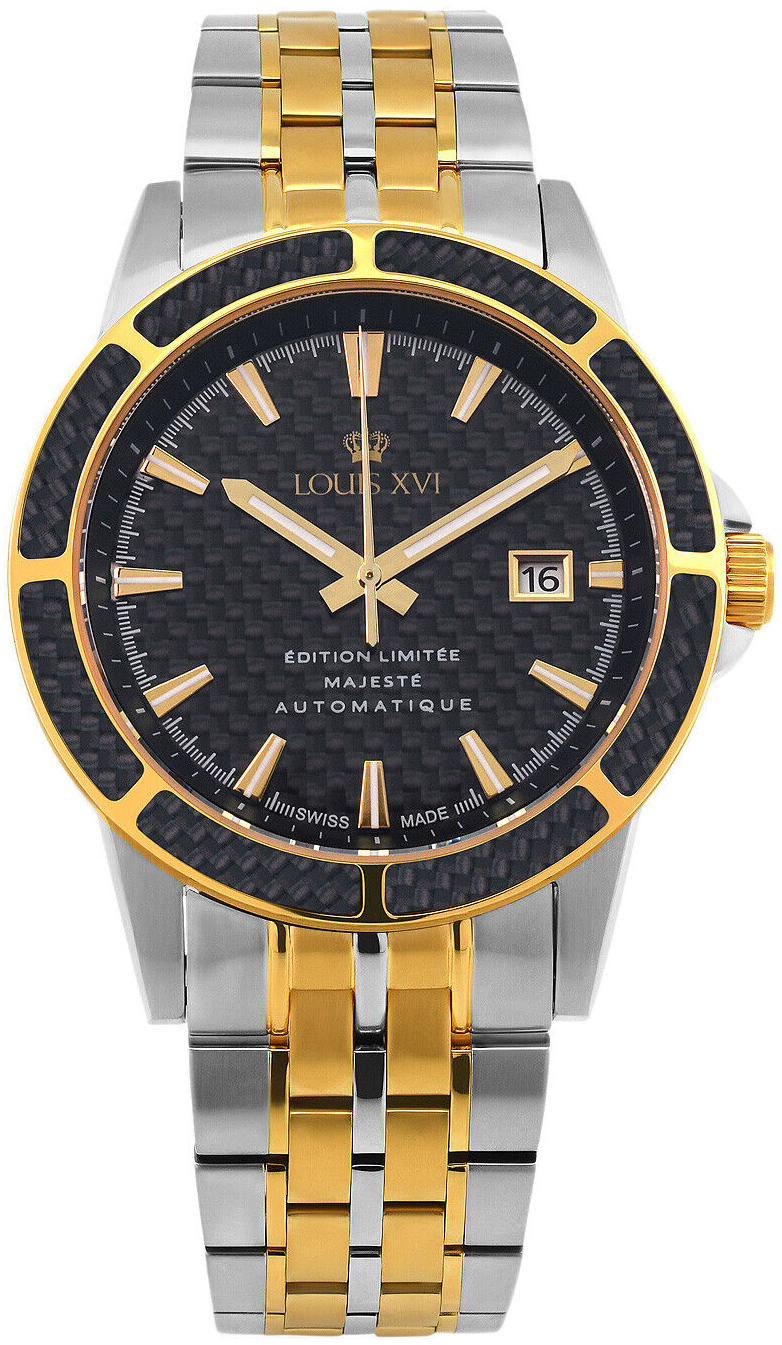 Louis XVI Herreklokke LXVI1116 Majesty Sort/Gulltonet stål Ø43 mm