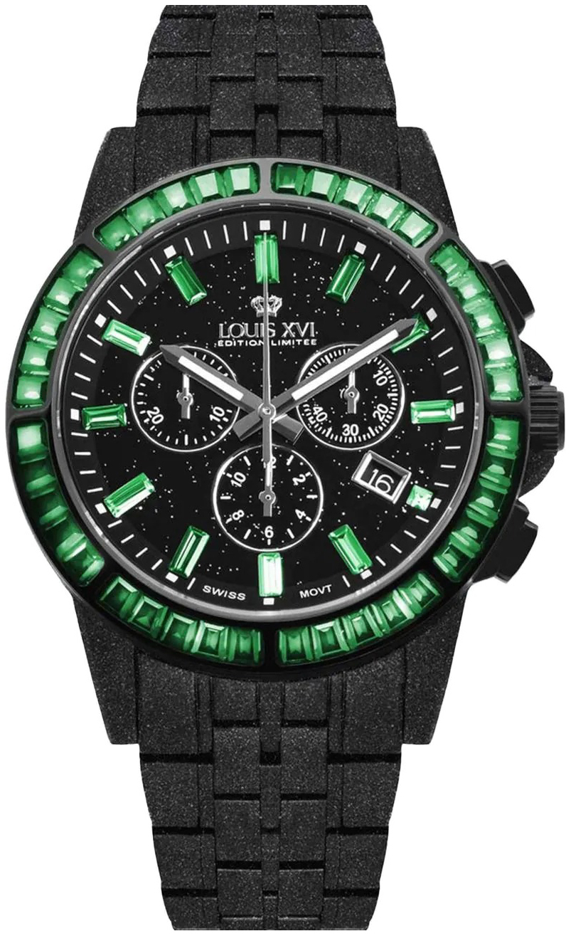 Louis XVI Herreklokke LXVI1182 Majesty Sort/Stål Ø43 mm