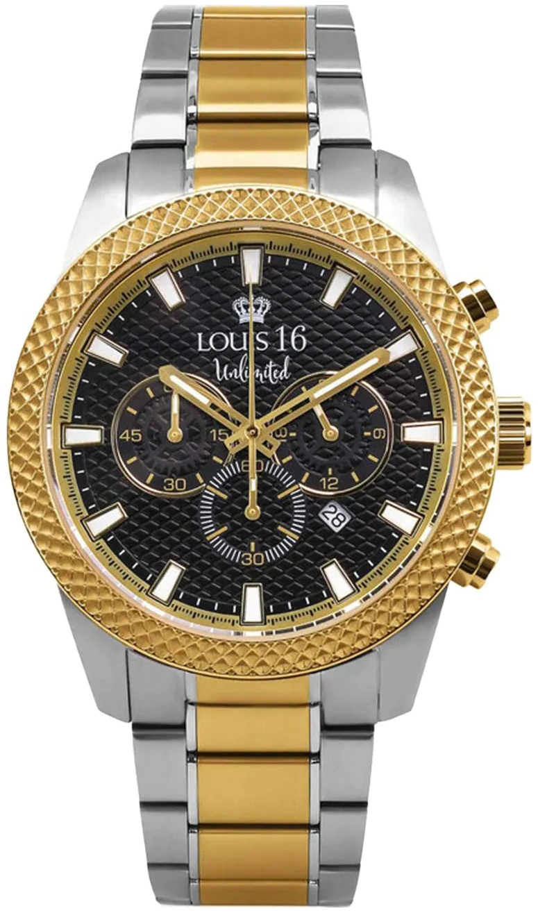 Louis XVI Herreklokke LXVI3440 Artagnan Chrono Sort/Gulltonet stål