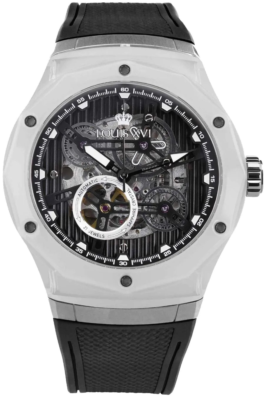 Louis XVI Herreklokke LXVI3821 La Lumiere Sort/Gummi Ø45 mm
