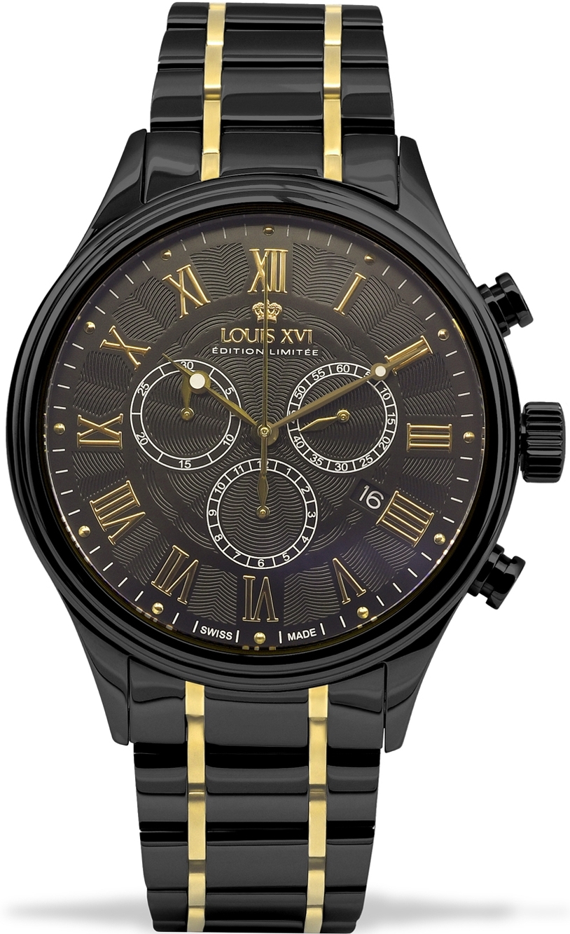 Louis XVI Herreklokke LXVI980 Danton Sort/Stål Ø44 mm