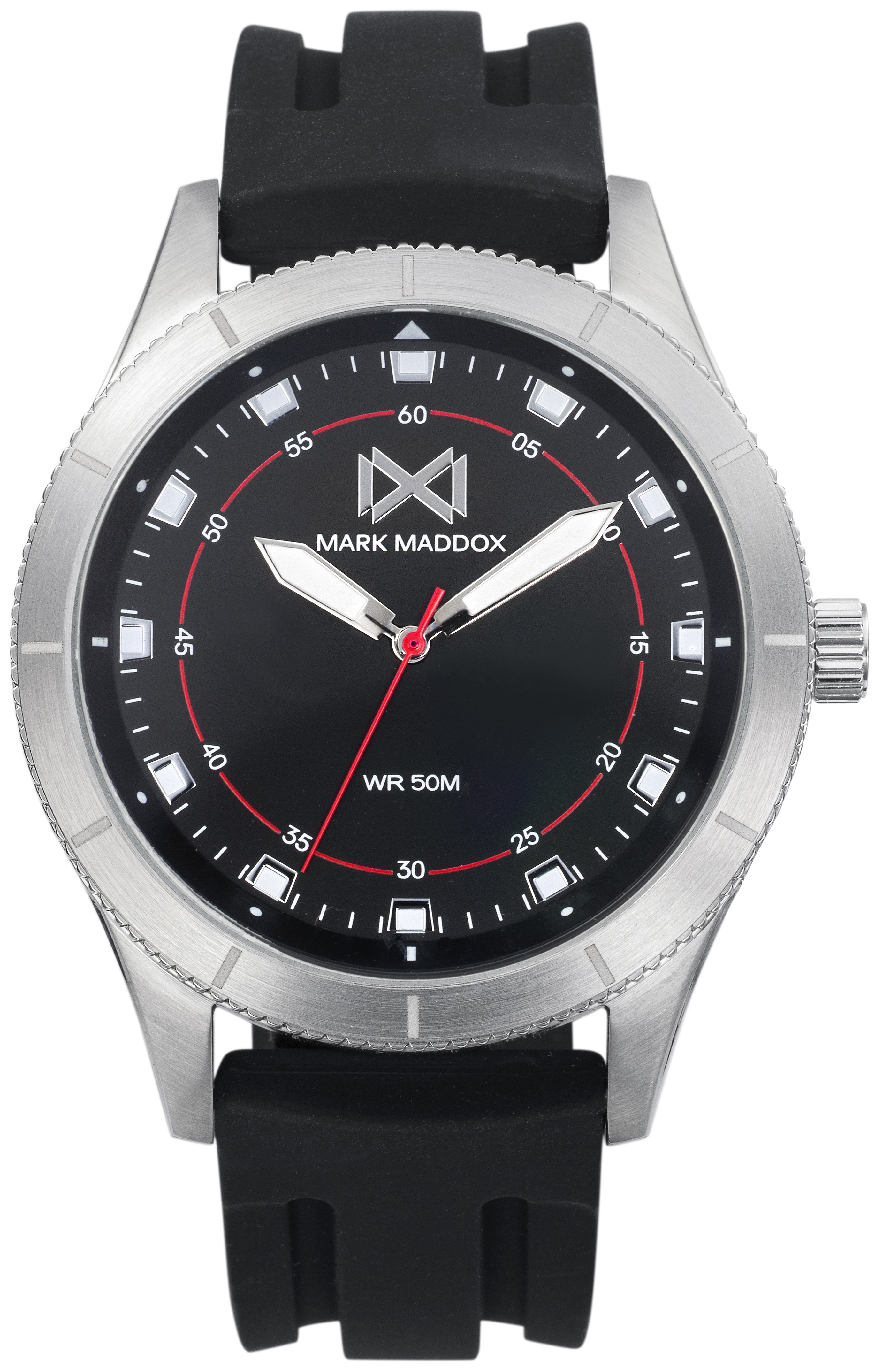 Mark Maddox Herreklokke HC7126-56 Classic Sort/Gummi Ø45 mm
