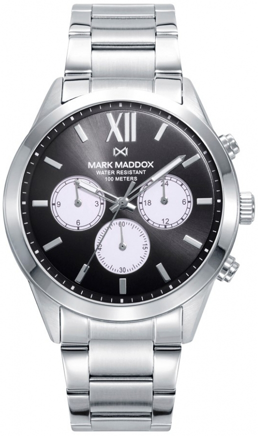 Mark Maddox Herreklokke HM1009-53 Marais Sort/Stål Ø43 mm