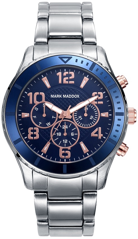 Mark Maddox Herreklokke HM6008-35 Classic Blå/Stål Ø43 mm