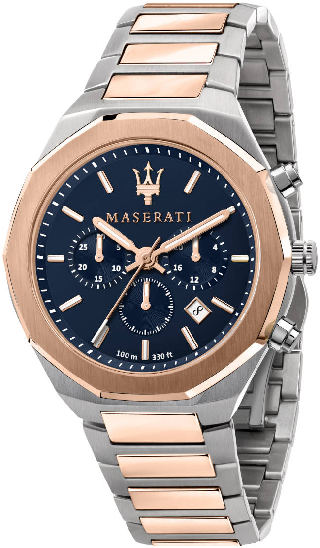 Maserati Herreklokke R8873642002 Stile Blå/Rose-gulltonet stål Ø45
