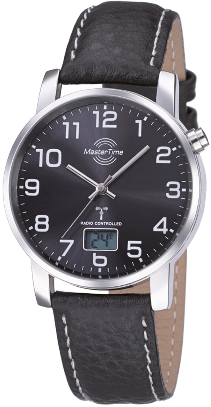 Master Time Herreklokke MTGA-10576-24L Funk Basic Sort/Lær Ø41 mm