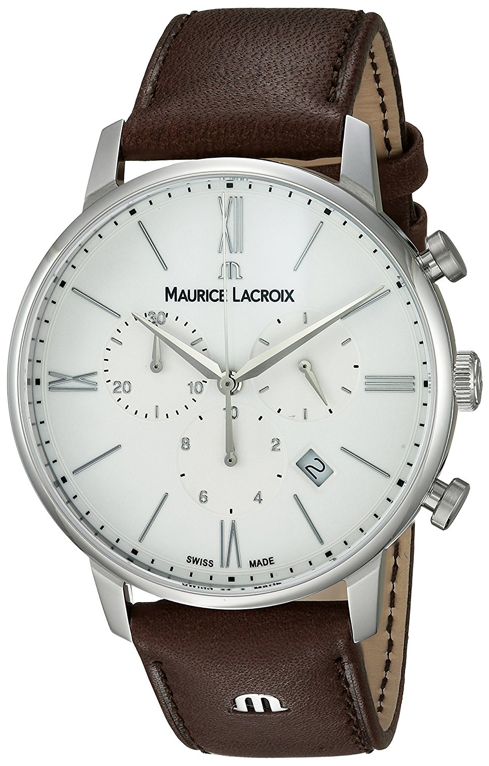 Maurice Lacroix Eliros Herreklokke EL1098-SS001-112-1 Hvit/Lær Ø40