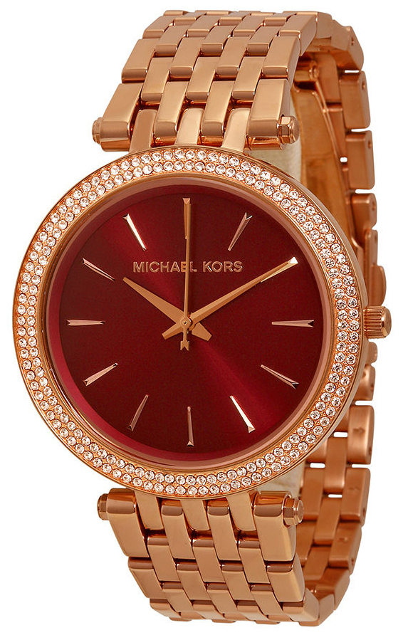 Michael Kors Dameklokke MK3378 Rød/Rose-gulltonet stål Ø39 mm - Michael Kors