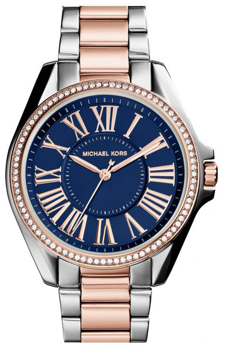 Michael Kors Dameklokke MK6185 Blå/Rose-gulltonet stål Ø39 mm