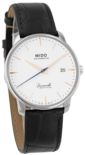 Mido M027.407.16.011.00 Baroncelli Hvit/Lær Ø39 mm