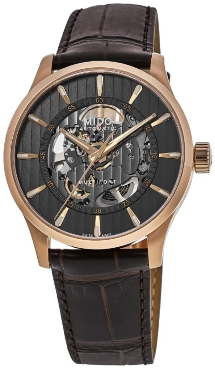 Mido Herreklokke M038.436.36.061.00 Multifort Grå/Lær Ø42 mm