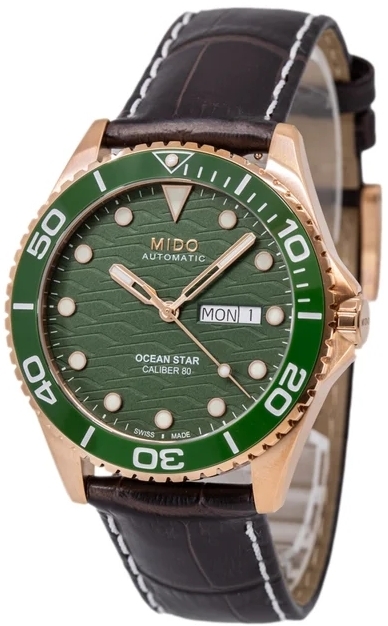 Mido Herreklokke M042.430.36.091.00 Ocean Star Grønn/Lær Ø42.5 mm