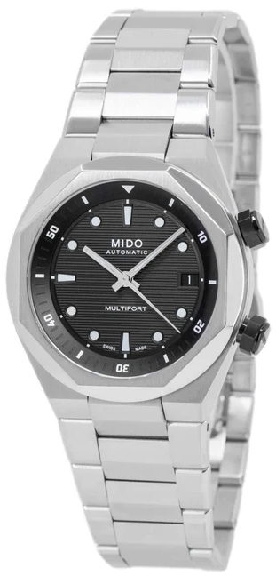 Mido Herreklokke M047.507.11.051.00 Multifort Sort/Stål Ø40 mm