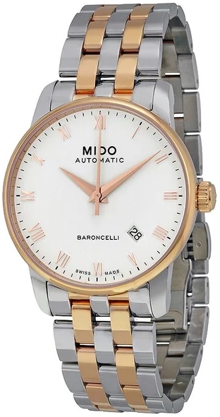 Mido M86.0.09N.61 Baroncelli Hvit/Rose-gulltonet stål Ø38 mm