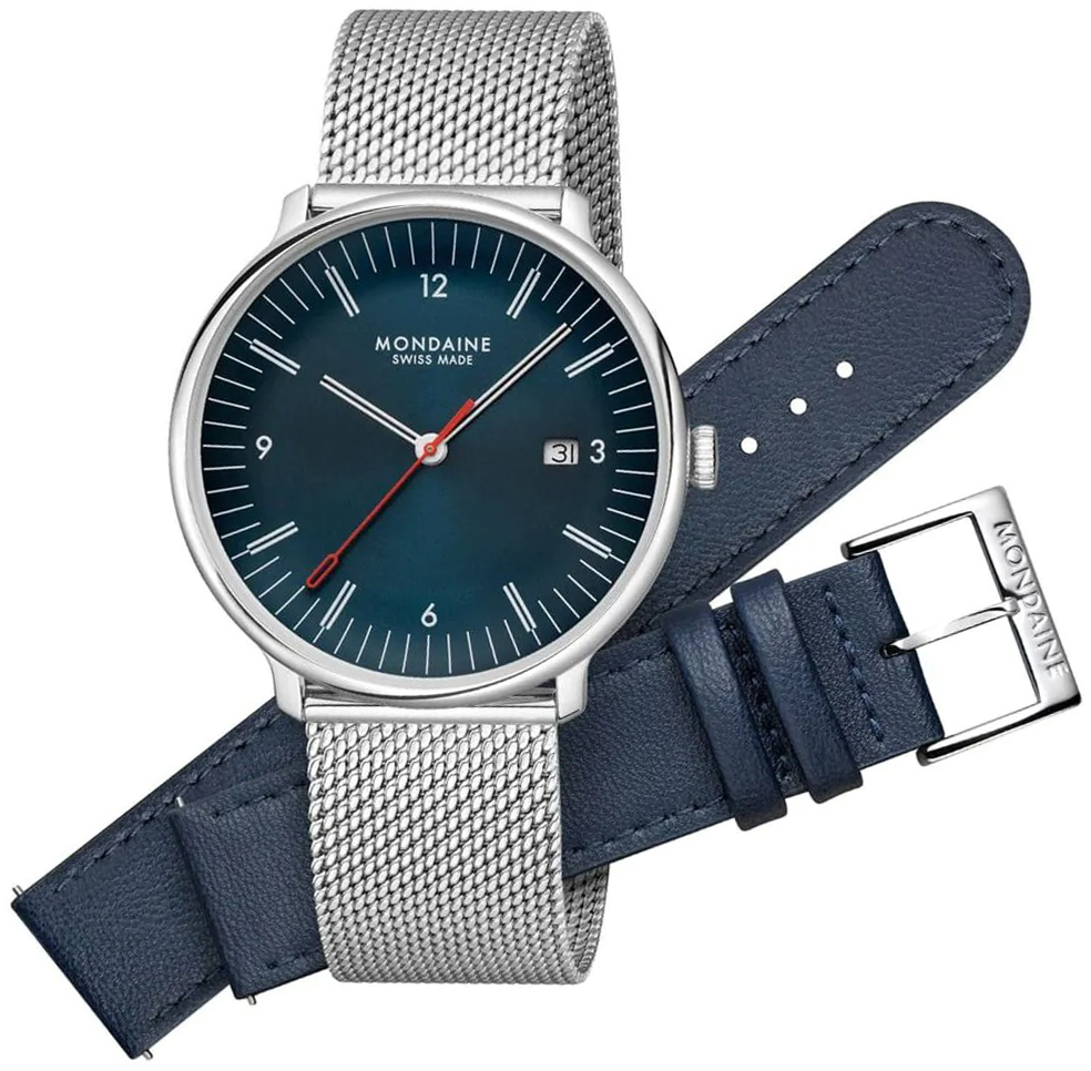 Mondaine Herreklokke MLE.41240.LQV.SET Doppio Blå/Stål Ø41 mm