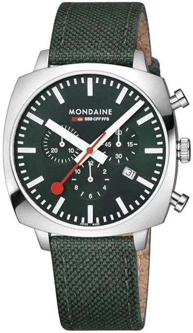 Mondaine Herreklokke MSL.41460.LF.SET Cushion Grønn/Lær