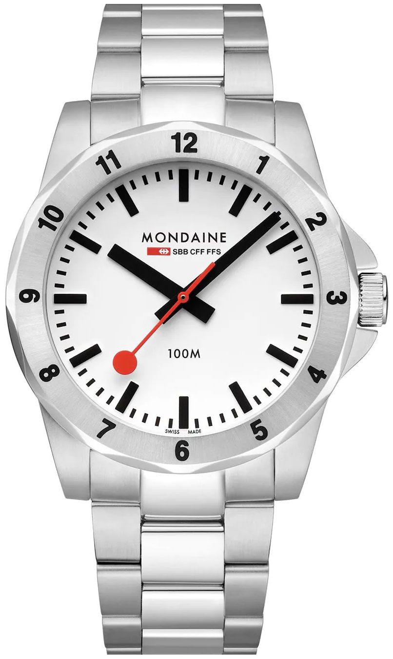 Mondaine Herreklokke MSN.4211B.SK Numeri Hvit/Stål Ø42 mm