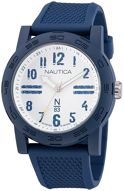 Nautica Herreklokke NAPATS301 N83 Hvit/Gummi Ø44 mm