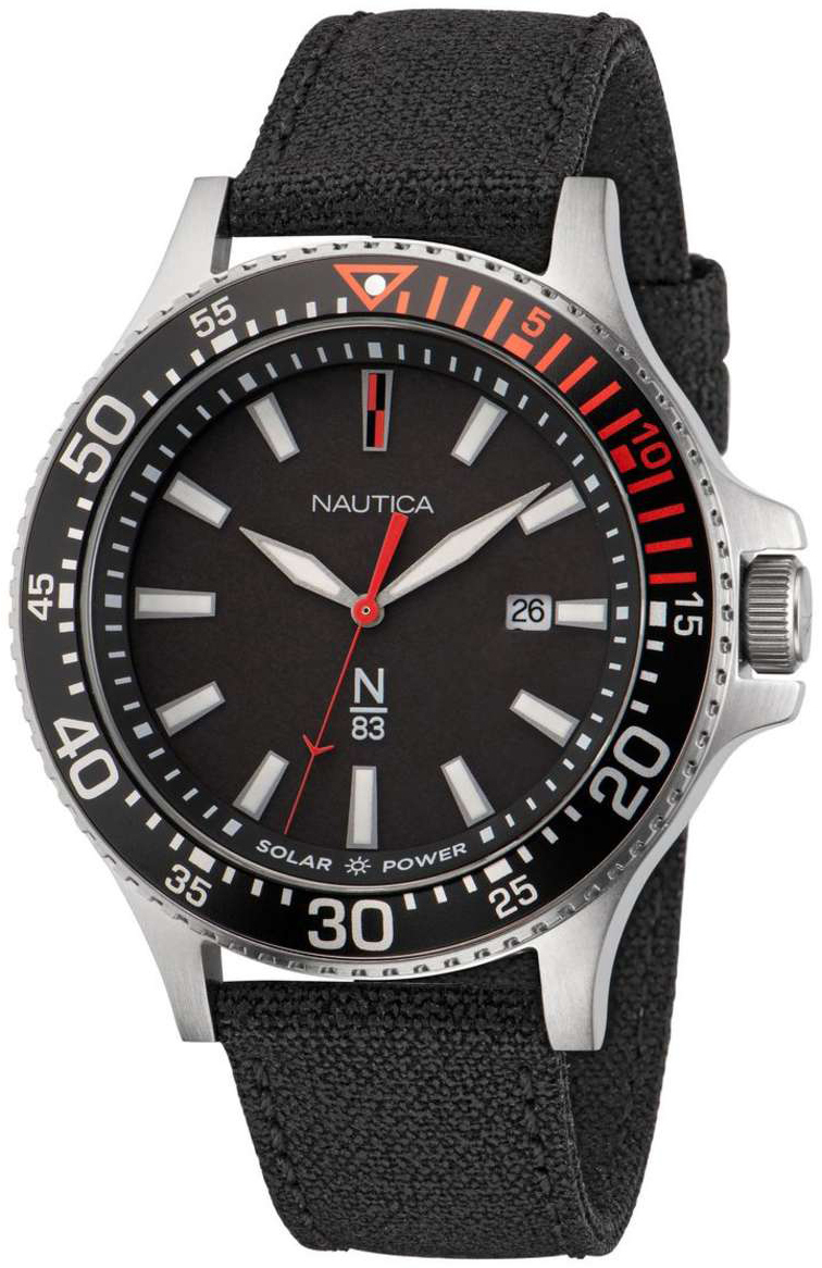 Nautica Herreklokke NAPCBF201 Cocoa Beach Sort/Tekstil Ø43 mm