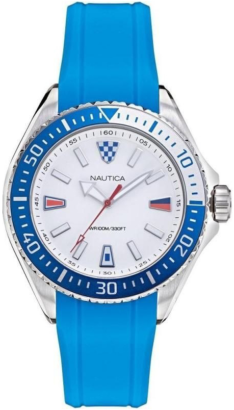 Nautica Herreklokke NAPCPS009 Hvit/Gummi Ø46 mm