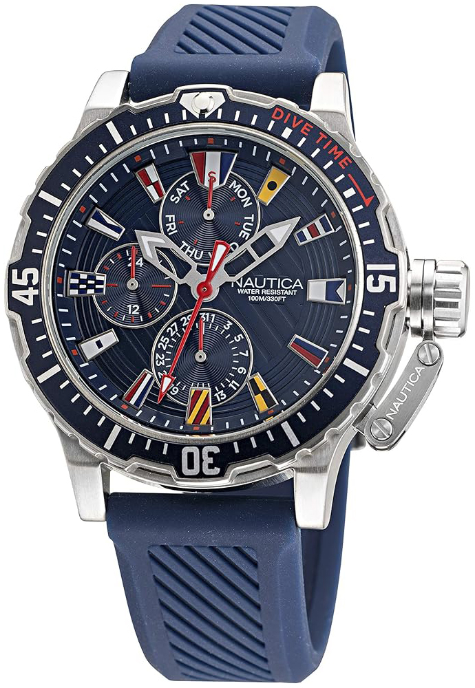 Nautica Herreklokke NAPGLF008 Classic Blå/Gummi Ø46 mm
