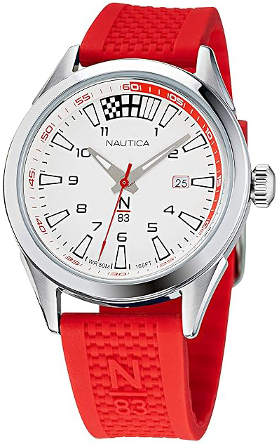 Nautica Herreklokke NAPHBS118 N83 Sølvfarget/Gummi Ø40 mm