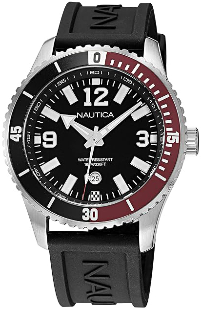 Nautica Herreklokke NAPPBS161 Pacific Beach Sort/Gummi Ø44 mm