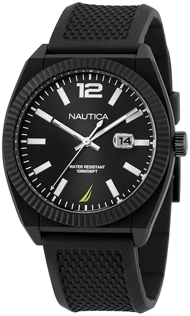 Nautica Herreklokke NAPPBS302 Pacific Beach Sort/Gummi Ø41 mm