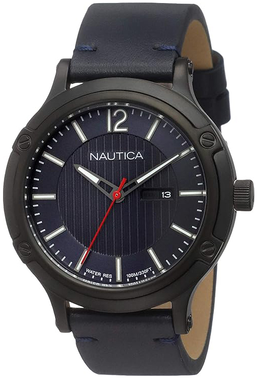 Nautica Herreklokke NAPPRH017 Porthole Blå/Lær Ø44 mm