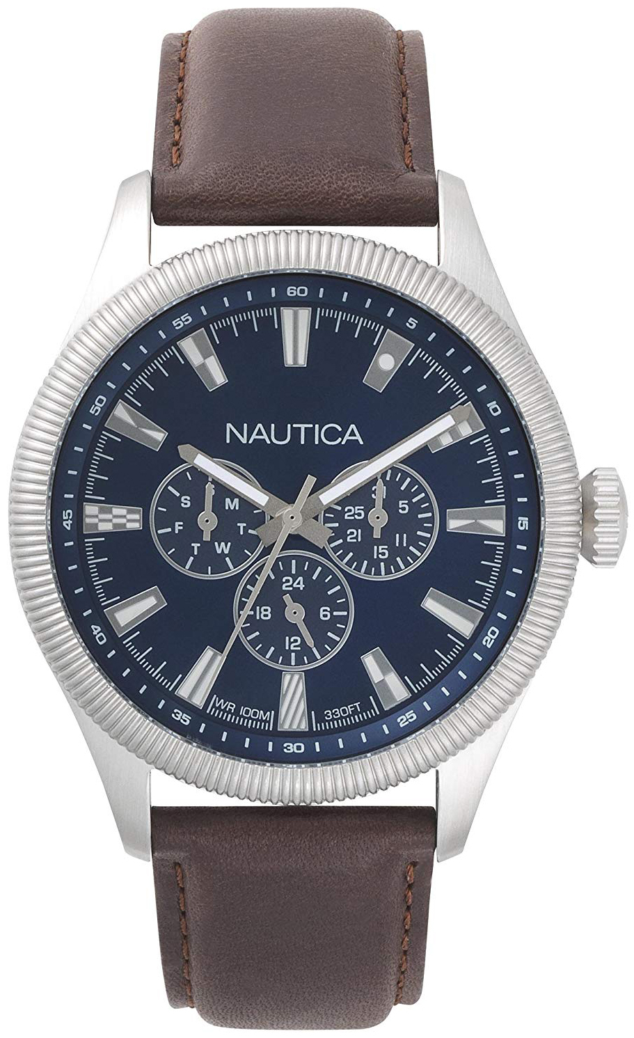 Nautica Herreklokke NAPSTB001 Blå/Lær Ø44 mm