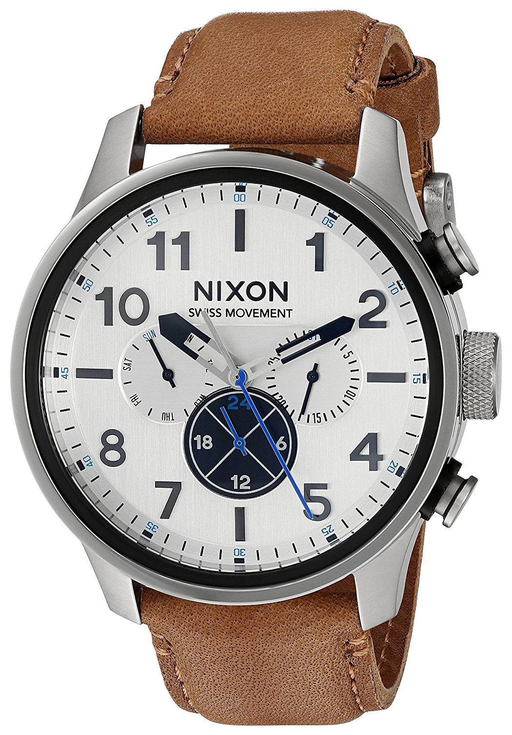 Nixon 99999 Herreklokke A10822092-00 Sølvfarget/Lær Ø46 mm - Nixon