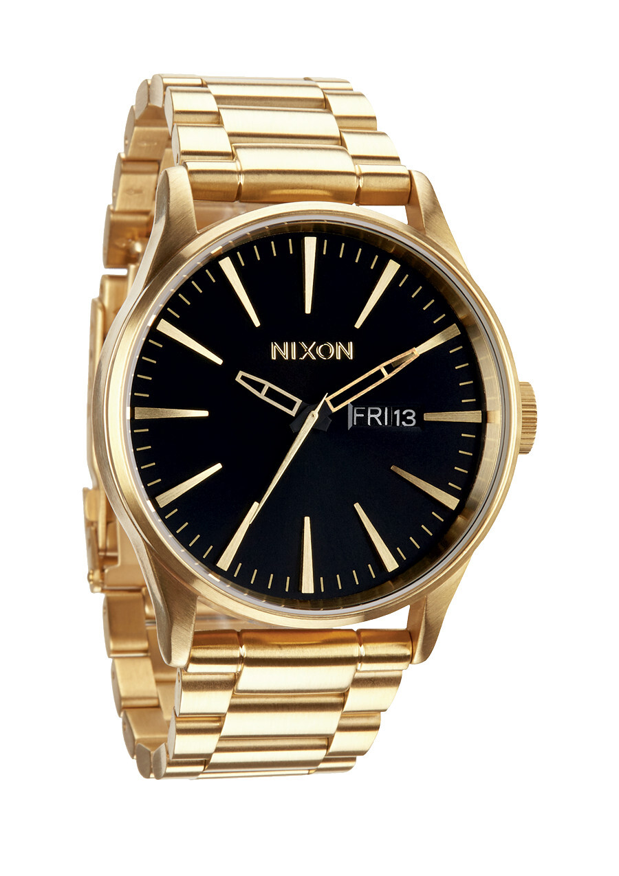 Nixon Herreklokke A356510-00 The Sentry SS Sort/Gulltonet stål Ø42