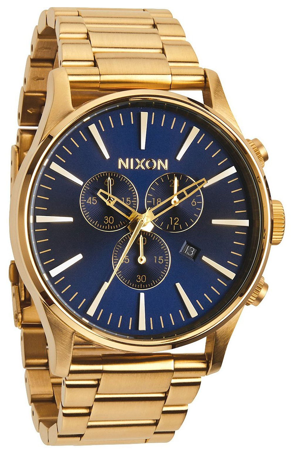 Nixon Herreklokke A3861922-00 The Sentry Blå/Gulltonet stål Ø42 mm