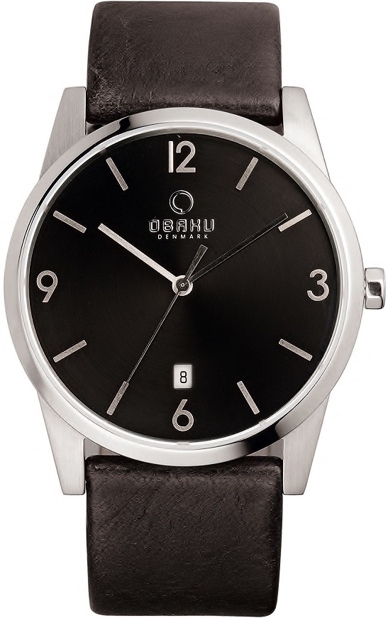 Obaku Herreklokke V169GDCBRB Sten Sort/Lær Ø41 mm