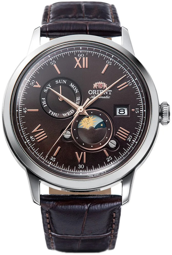 Orient Herreklokke RA-AK0804Y Sun And Moon Brun/Lær Ø41.5 mm