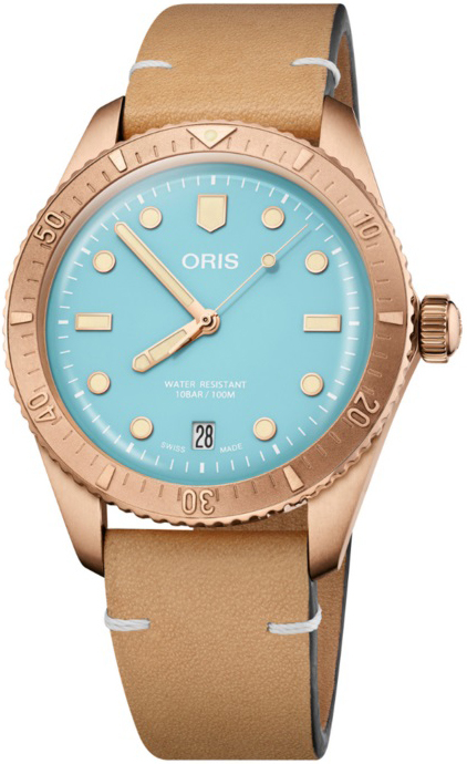 Oris 01 733 7771 3155-07 5 19 04BR Diving Blå/Lær Ø38 mm