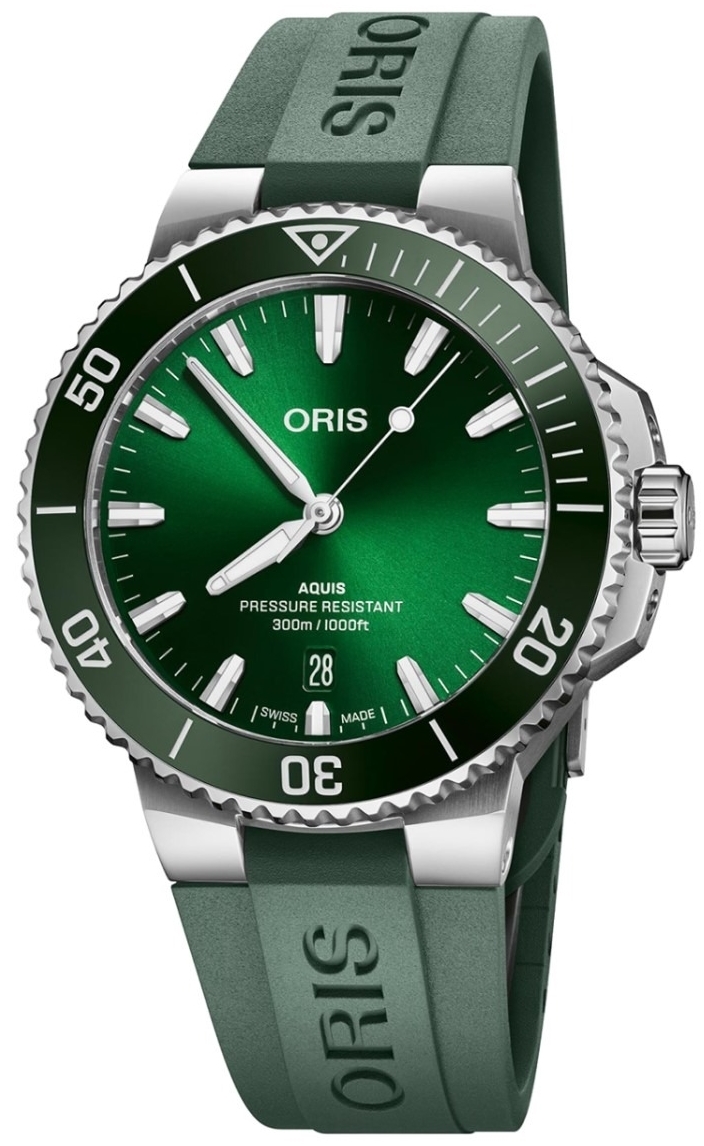 Oris Herreklokke 01 733 7787 4157-07 4 22 37FC Aquis Grønn/Gummi